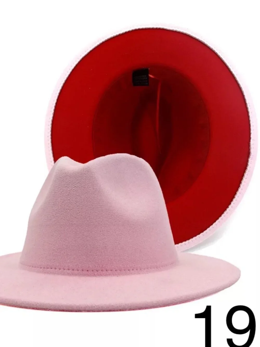 Vegan Fedora Vegan Firm Wide Brim Bicolor Tan Cream Red Vegan Wool Hat
